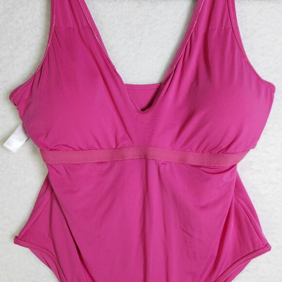 Andie The Capri One Piece Swimsuit Orchid Pink XL V Neck Wrap Slimming Modest - Picture 12 of 14